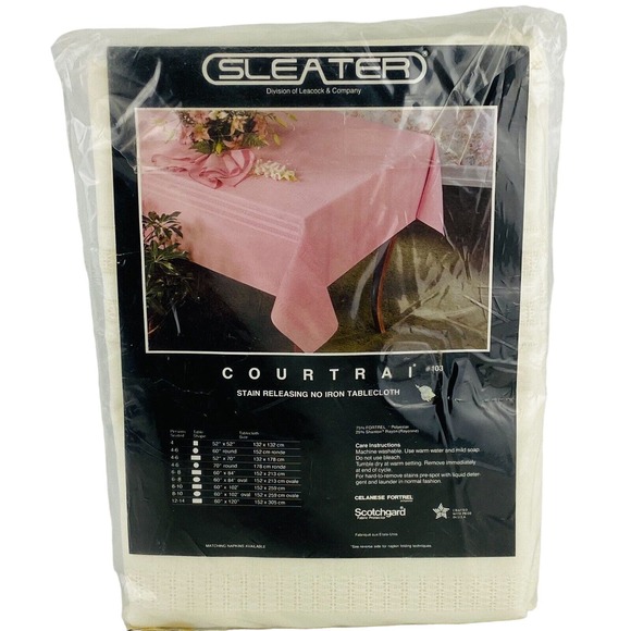 Vintage Sleater Courtrai Tablecloth Ivory Cream 60 x 102 Stain Releasing No Iron - Picture 1 of 9